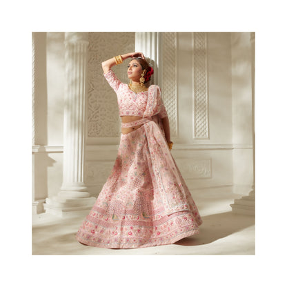 Heavenly Pink Handcrafted Bridal Lehenga Set