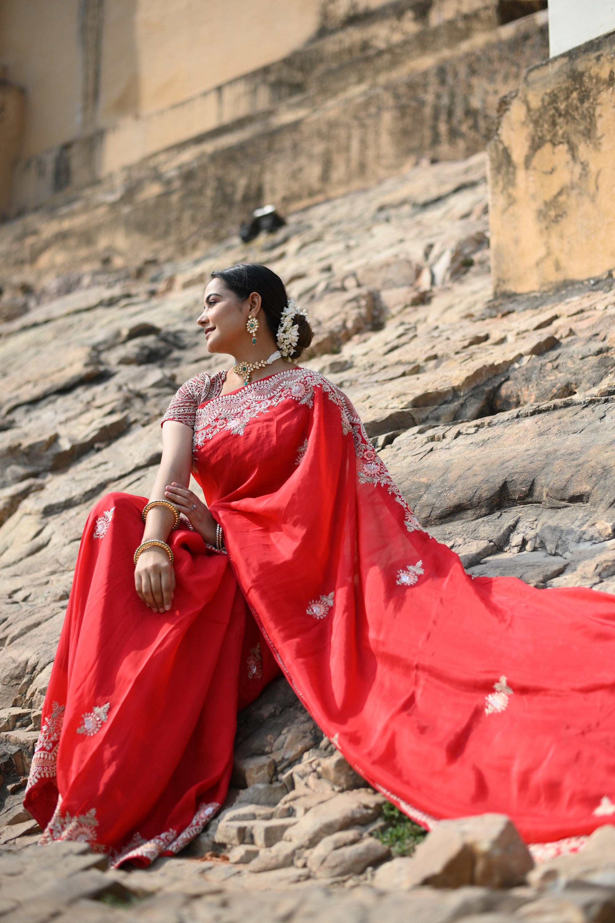 Red Colour Pure Bandhej Silk Saree | Raadharani