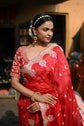 Apple Red Saree In Organza Having Royal Heritage Work