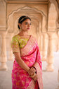 Magenta Pink Self Woven And Embellished Saree