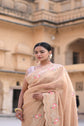Rose Gold Shimer Organza Banarasi Saree With Embellishment