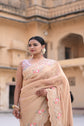 Rose Gold Shimer Organza Banarasi Saree With Embellishment