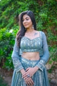 Grey Lehenga Embellished In Sequins With A Resham, Zari And Cut Dana Embroidered Choli