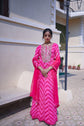 Fuchsia Pink Gota Patti Kalidar Leheriya Gown With Dupatta