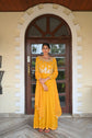 Bright Yellow Gota Patti Kalidar Leheriya Gown With Dupatta