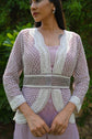 Plum Lavender Crop Top Palazzo With Embroidered Jacket