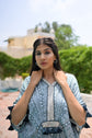 Boho Print Turkish Blue Draped Kaftan