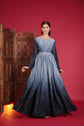 Chinnon Silk Omre Blue Rashem Work Gown