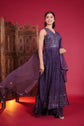 Violet Sequin Embellished Side Slit Kurta With Palazzo And Dupatta