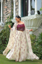 Cream And Maroon Georgette Sharara Set With Shurg