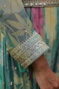 Sap Green Floral Printed Anarkali Set With Belt