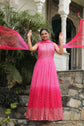 Ombre Pink Georgette Anarkali Set With Embellishments