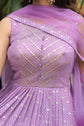 Ombre Purple Georgette Anarkali Set With Embellishments