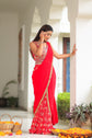 Red Georgette Patola Print Sharara With A Drape And Blouse