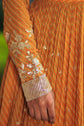Honey Orange Leheriya Flared Gown Set