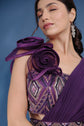 Violet Italian Lycra Drapr Saree With Embellished Crop Top
