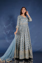 Slate Grey Banarasi Crape Silk Zari Embellished Gown Set