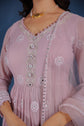 Light Lavender Georgette Thread And Mirror Embellished Anarkali And Palazzo Set