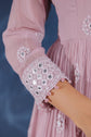 Light Lavender Georgette Thread And Mirror Embellished Anarkali And Palazzo Set