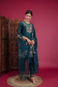 Dark Pine Green Raw Silk Embellished Kurta Set