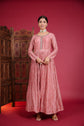 Coral Red Crape Silk Flared Gown