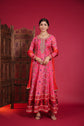 Fuchsia Pink Ikat Printed Anarkali Gown With Dupatta