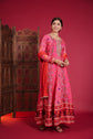Fuchsia Pink Ikat Printed Anarkali Gown With Dupatta