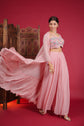 Rose Pink Abla Work Crop Top With Palazzo And Jacket