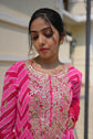 Fuchsia Pink Gota Patti Kalidar Leheriya Gown With Dupatta