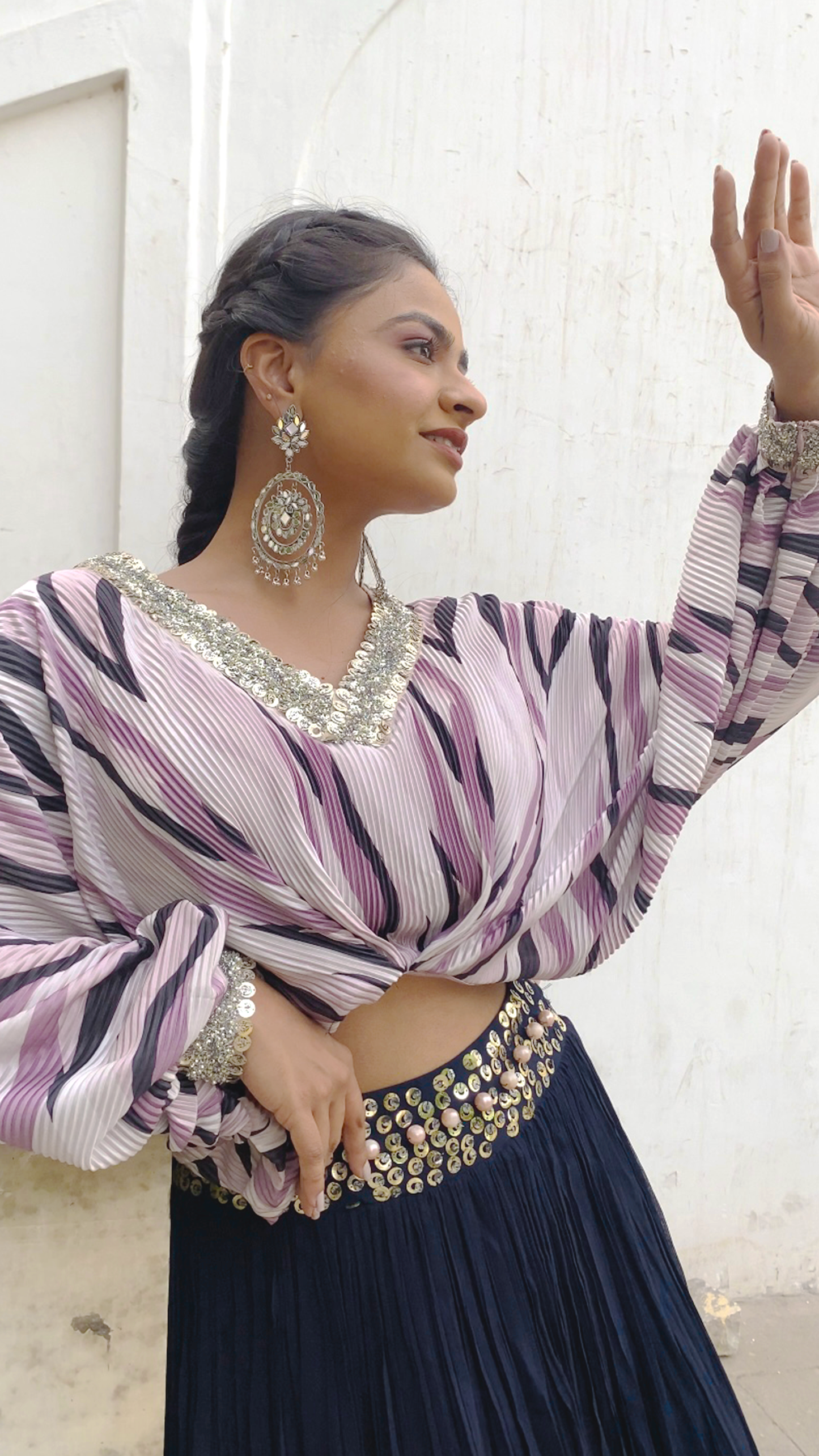 Crepe Silk Skirt Set with Crop Top