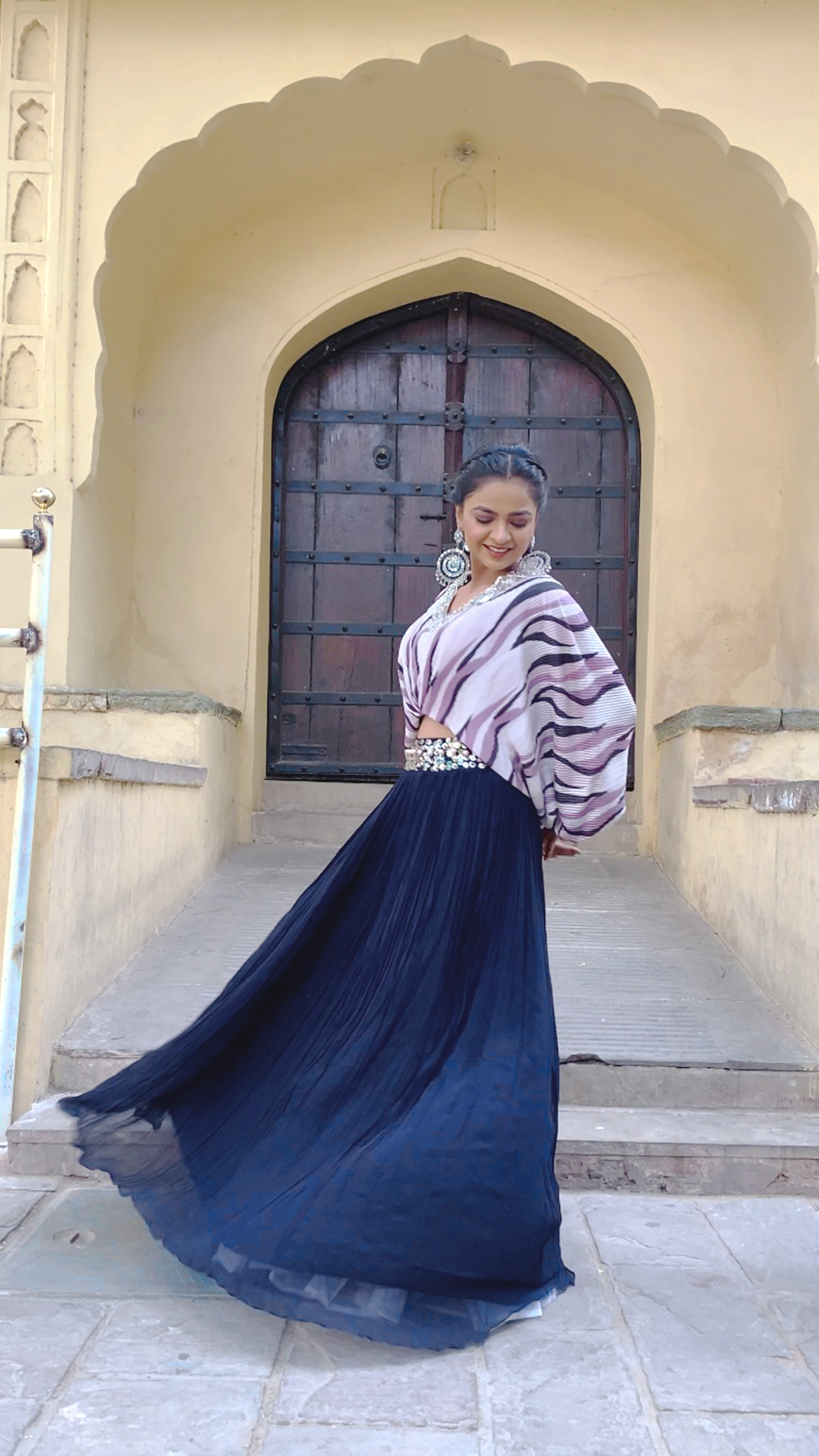 Crepe Silk Skirt Set with Crop Top
