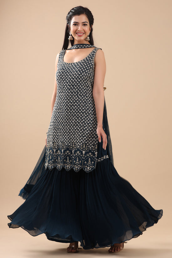 Blue Kurta Sharara set