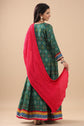 Green Ikat Printed Anarkali Gown