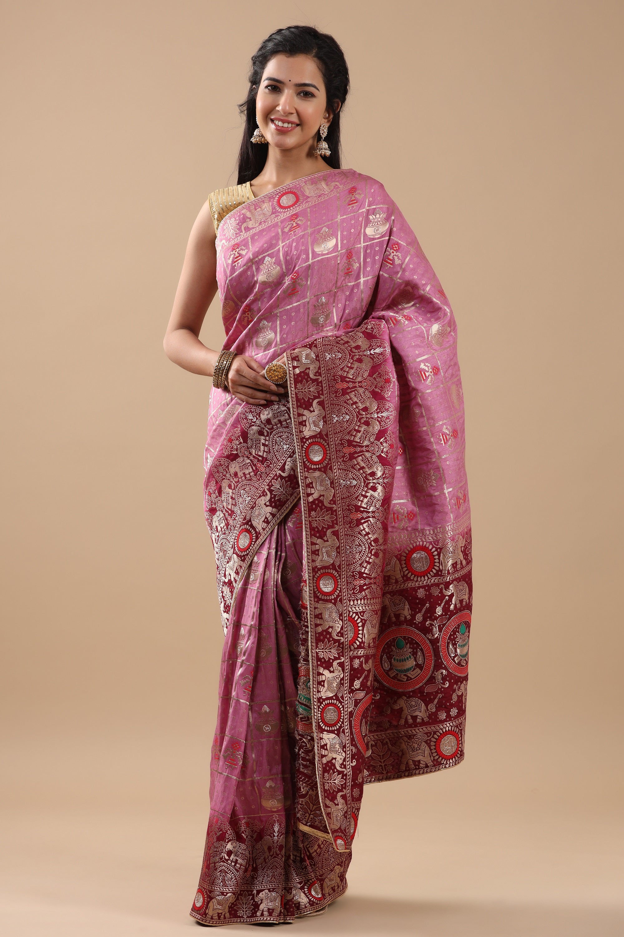 30*30 Red Jaal Work Saree, With Blouse Piece at Rs 415 in Surat | ID:  2849302474933