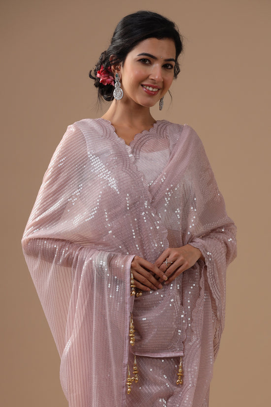 Sequinned Net Saree