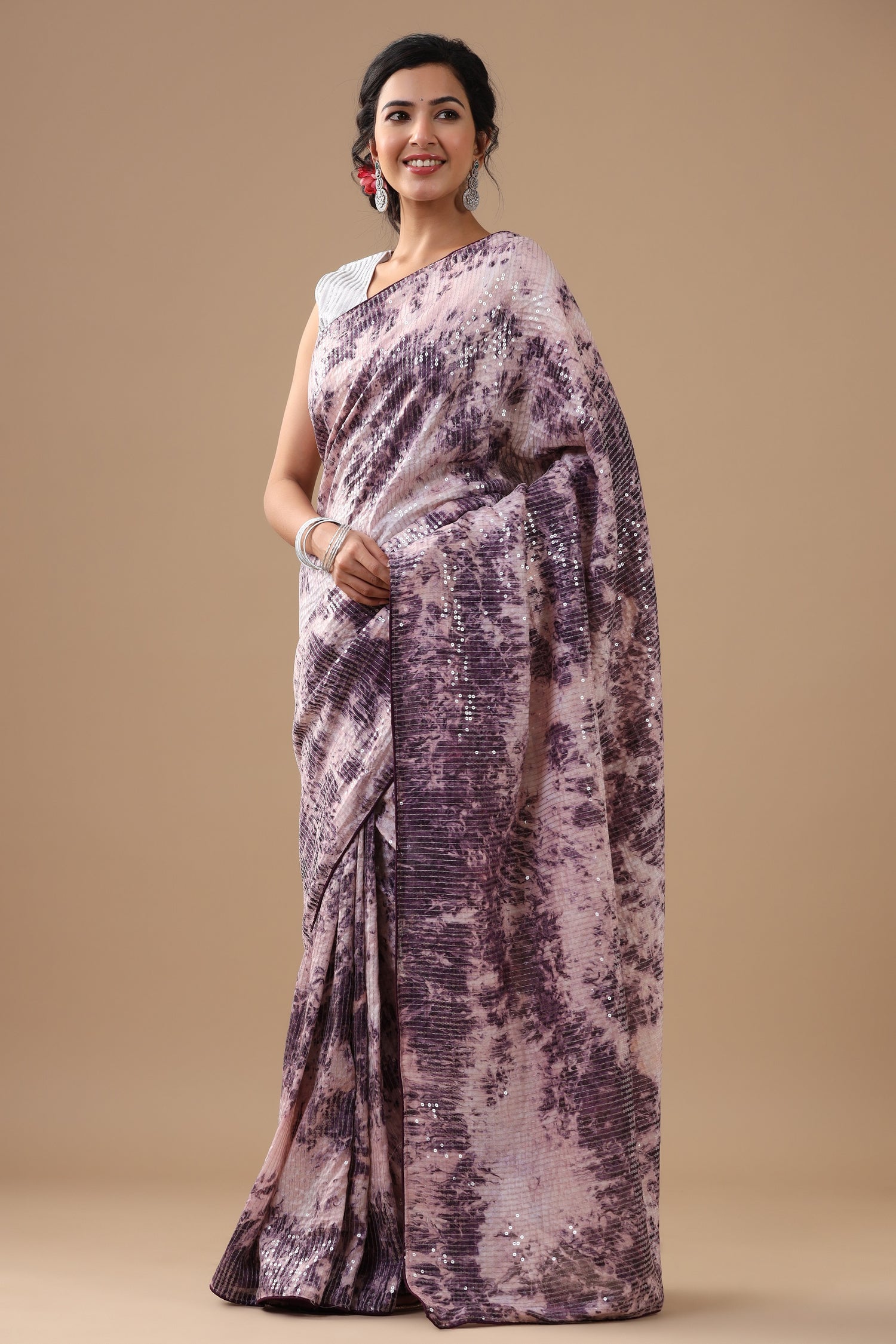 Purple Tye & Dye Saree