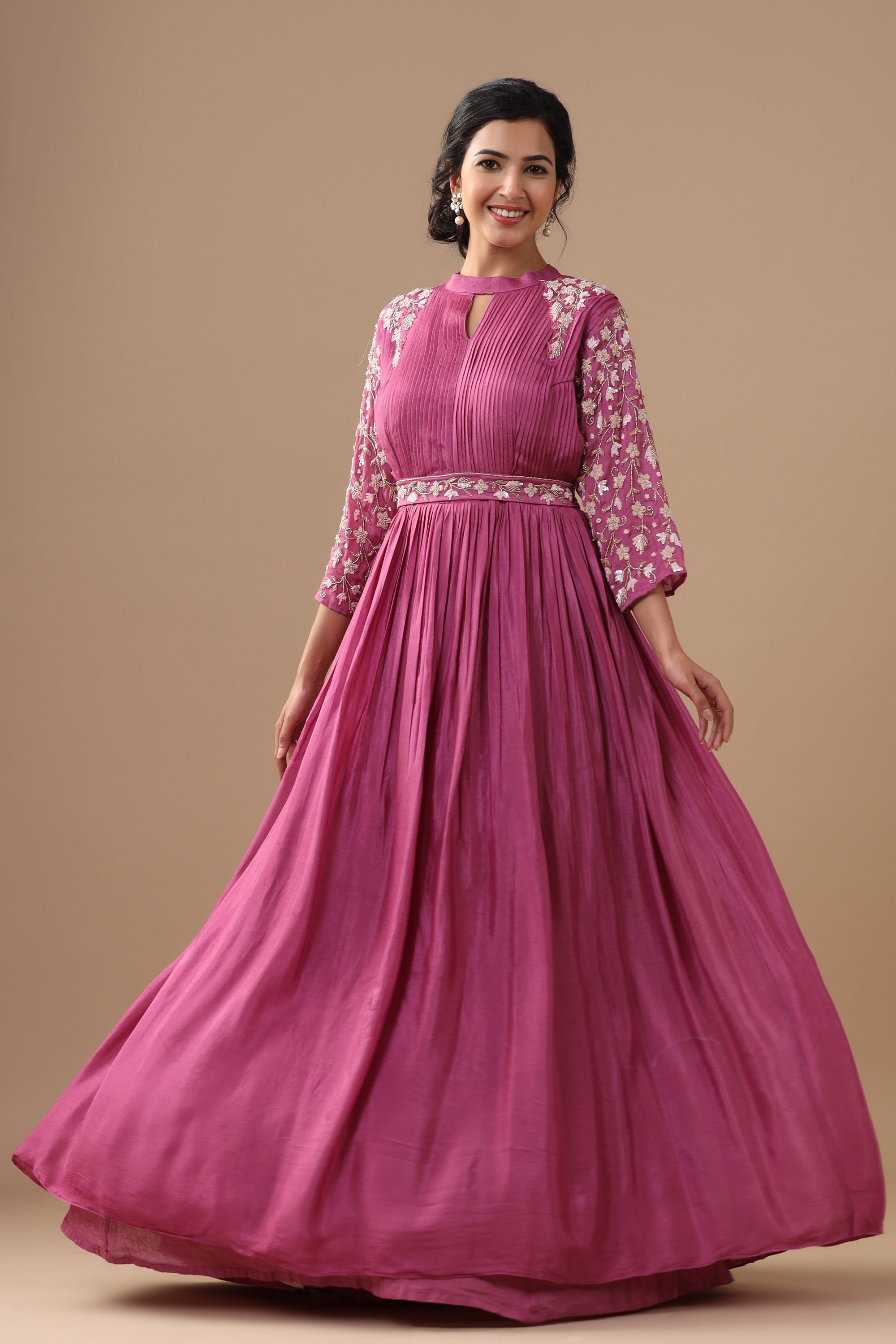 Ruffled Off-the-shoulder Pink Tulle Sleeve Party Dress - Lunss