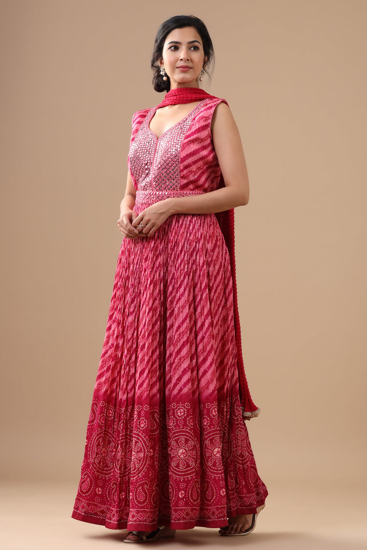 Sequinned Anarkali with Dupatta