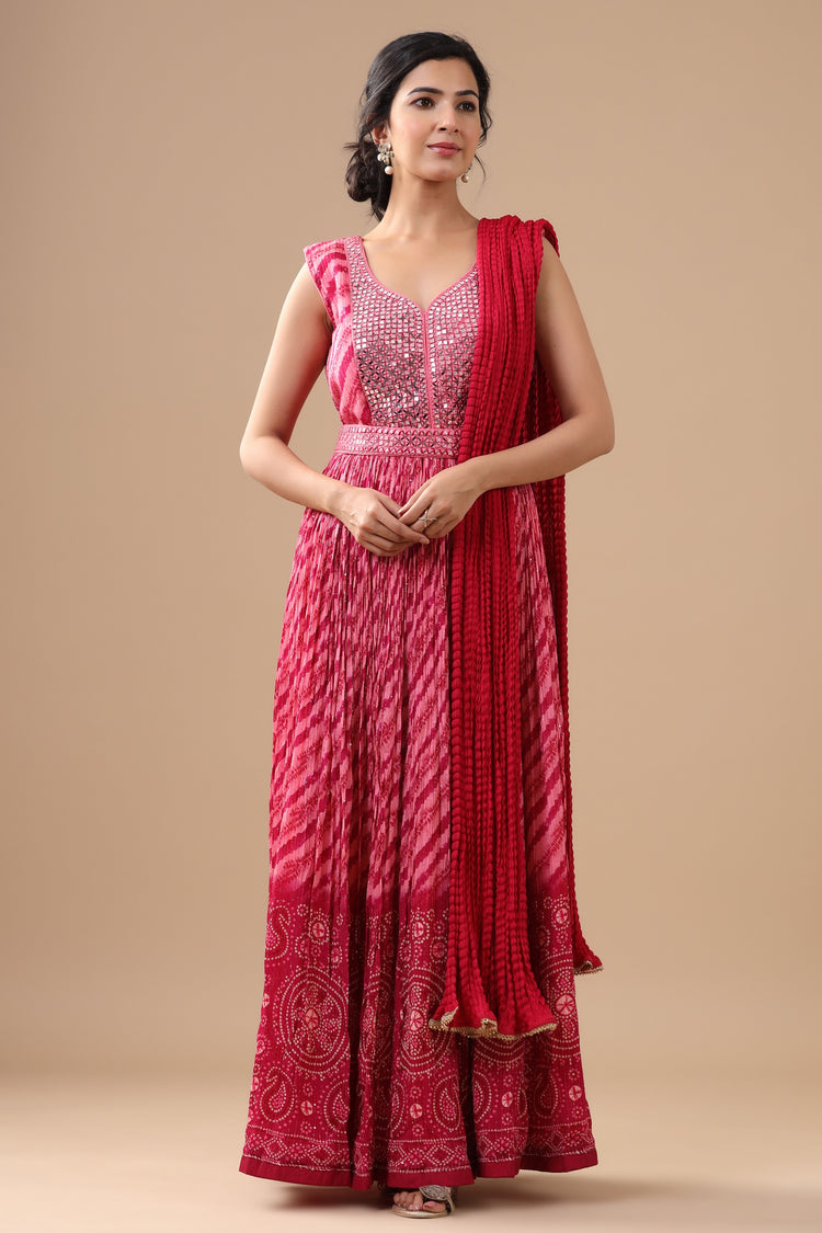 Sequinned Anarkali with Dupatta