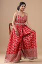 Garnet Red Brocade Silk Strappy Jumpsuit