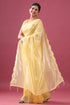 Yellow Sequinned Net Saree