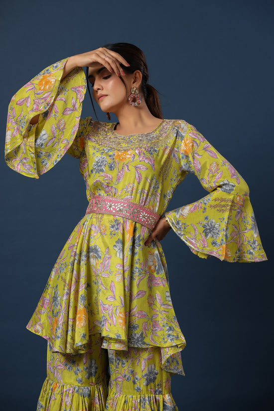 Printed Peplum with Sharara