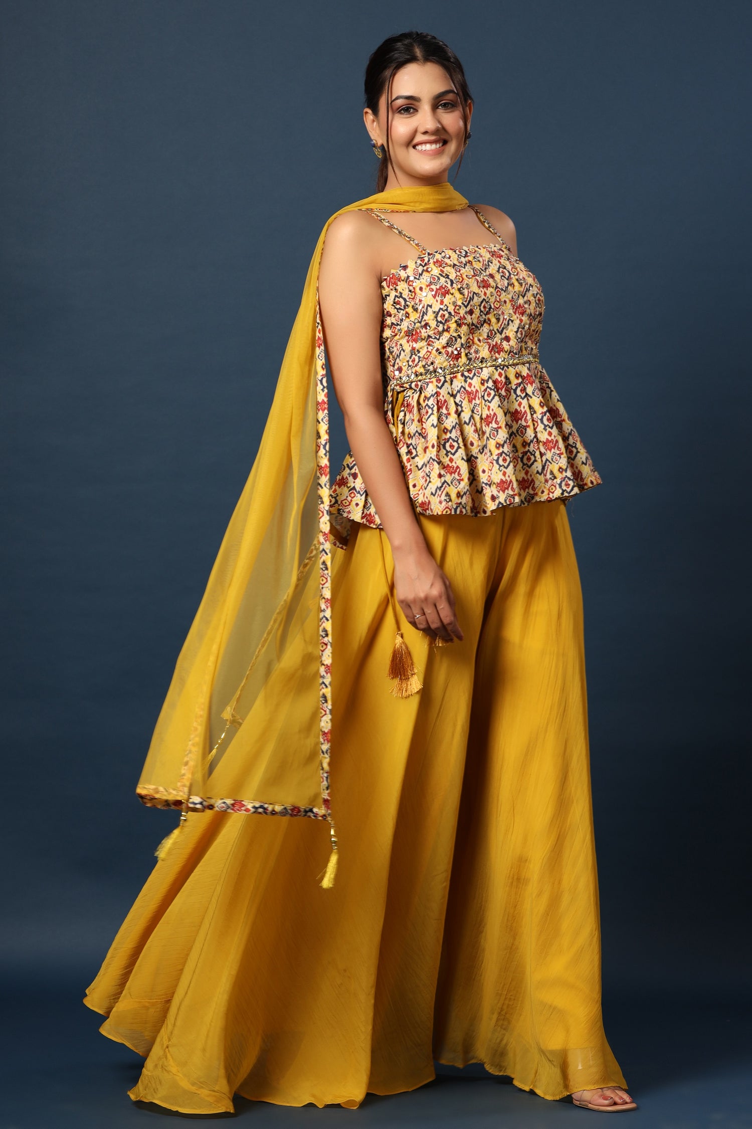 Printed Peplum With Palazzo