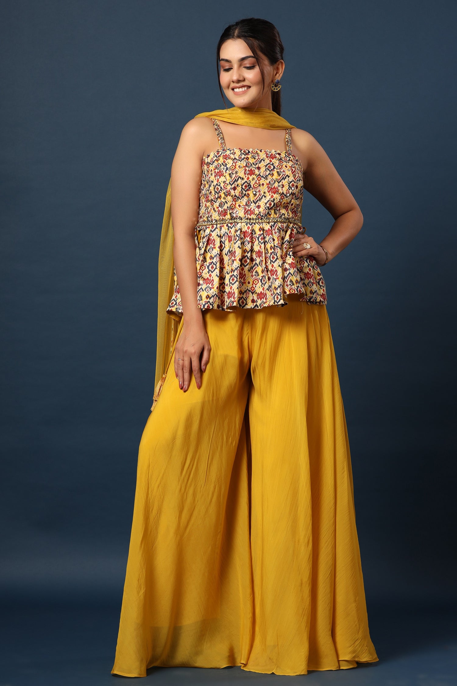 Printed Peplum With Palazzo