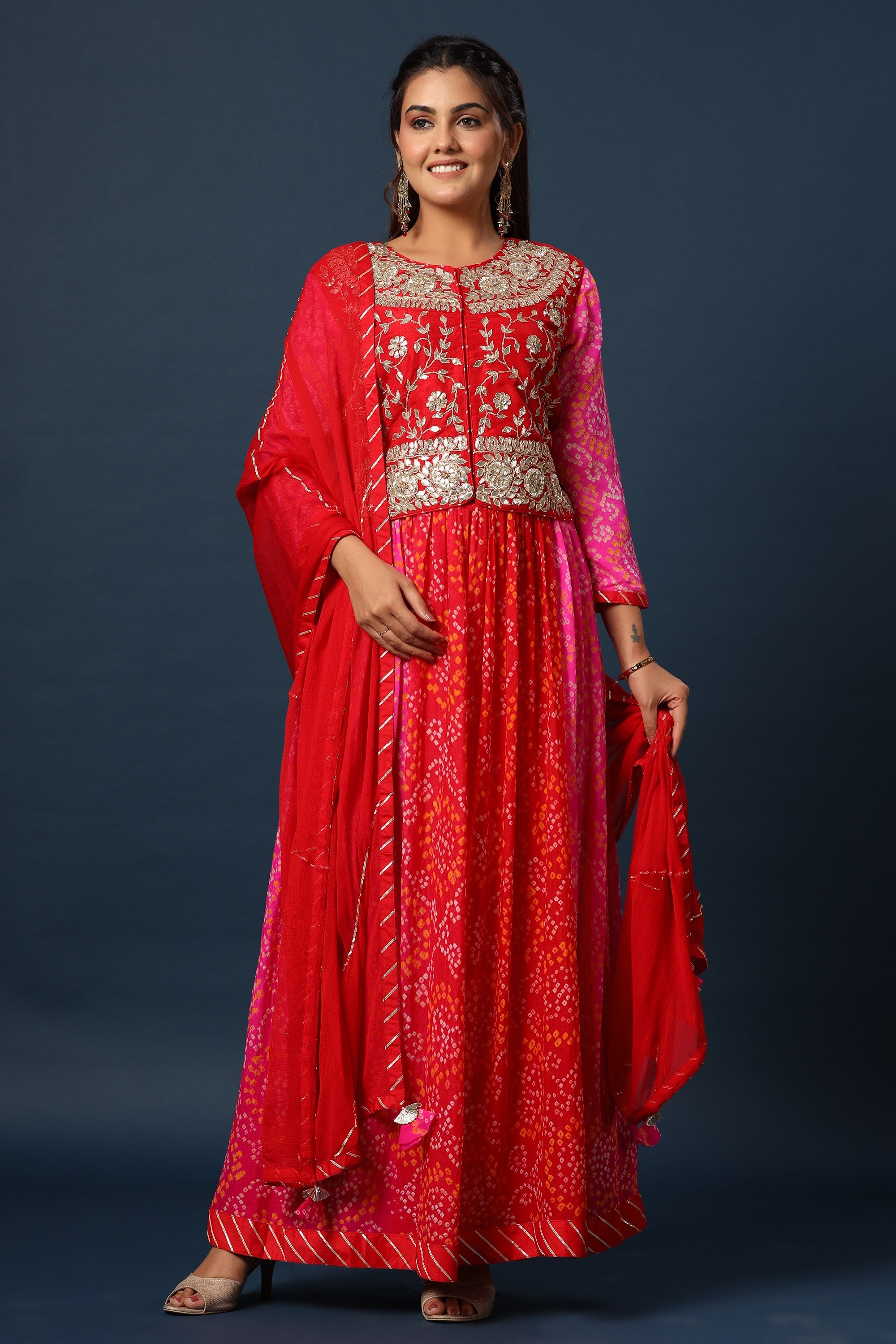 Fancy Gown With Bandhani Dupatta – Yog Fashion