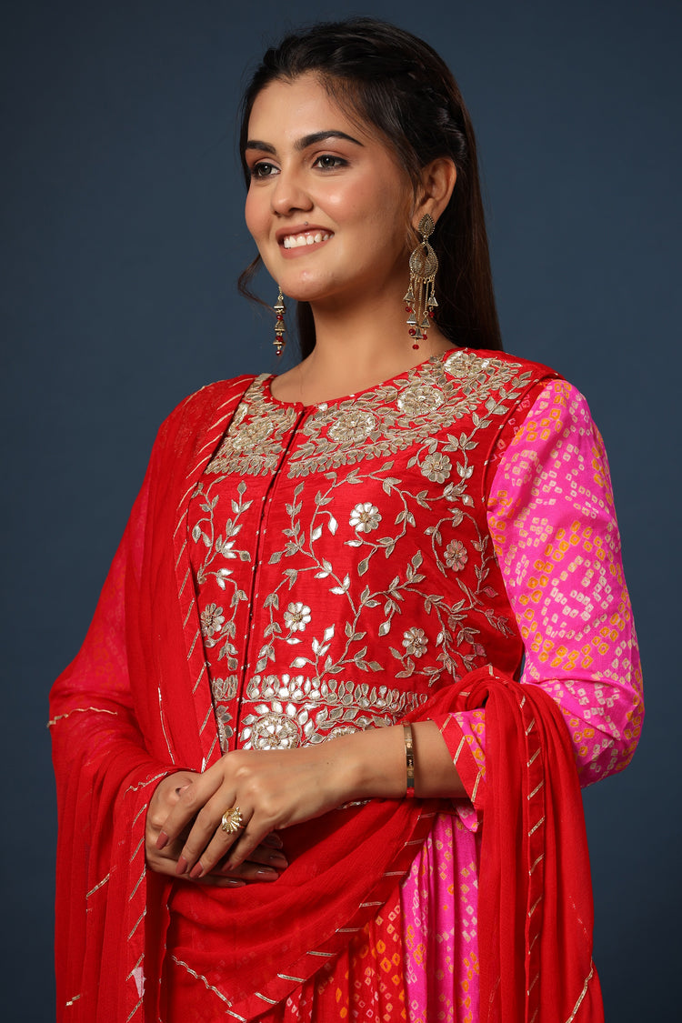 Silk Bandhani Gown