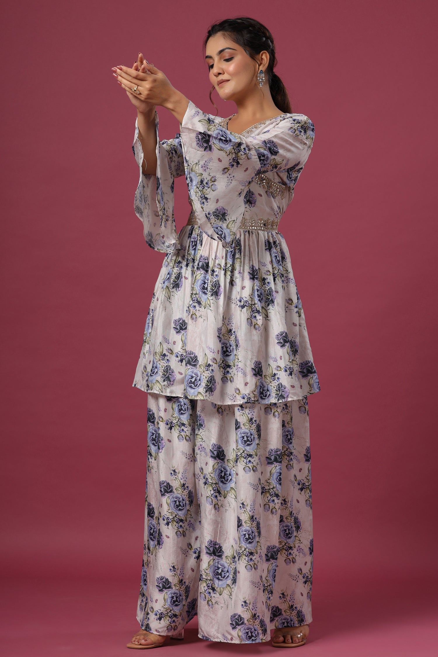 Printed Peplum Palazzo set