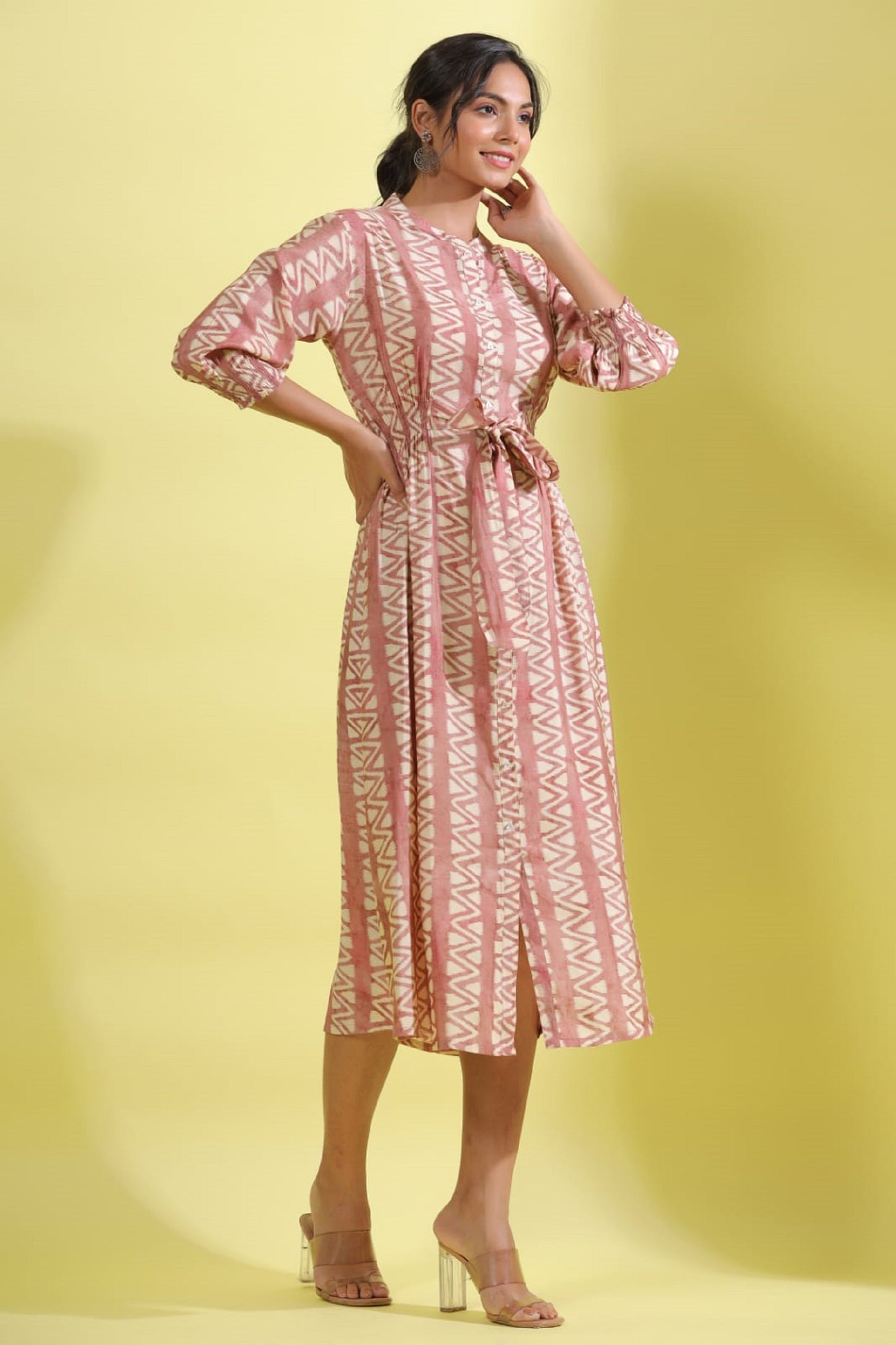 Pink Printed Middie Dress