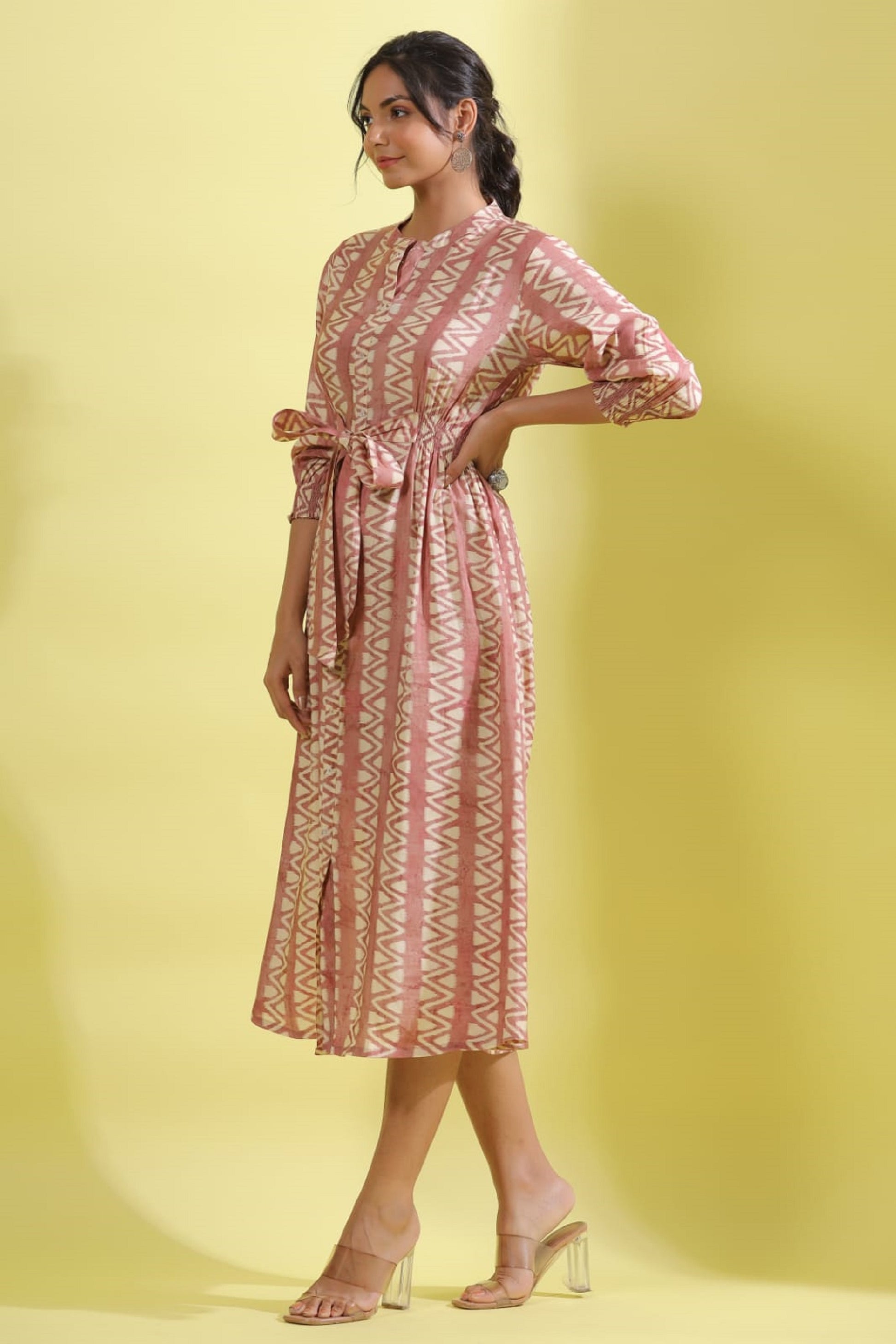 Pink Printed Middie Dress
