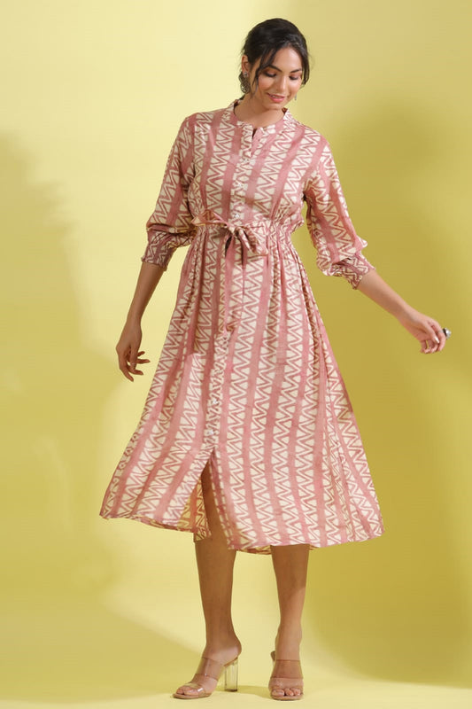 Pink Printed Middie Dress